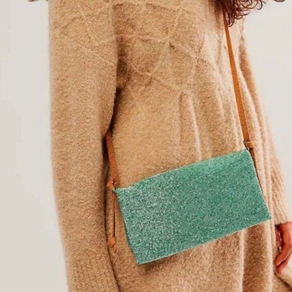 Urban‎ Outfitters Plus One Embellished Sparkle Crossbody Bag, Mint Green, NWT - Picture 2 of 7